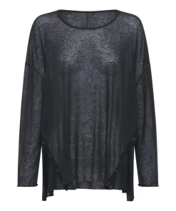 Tops|ONE TEASPOON Black Split Side Long Sleeve Tee