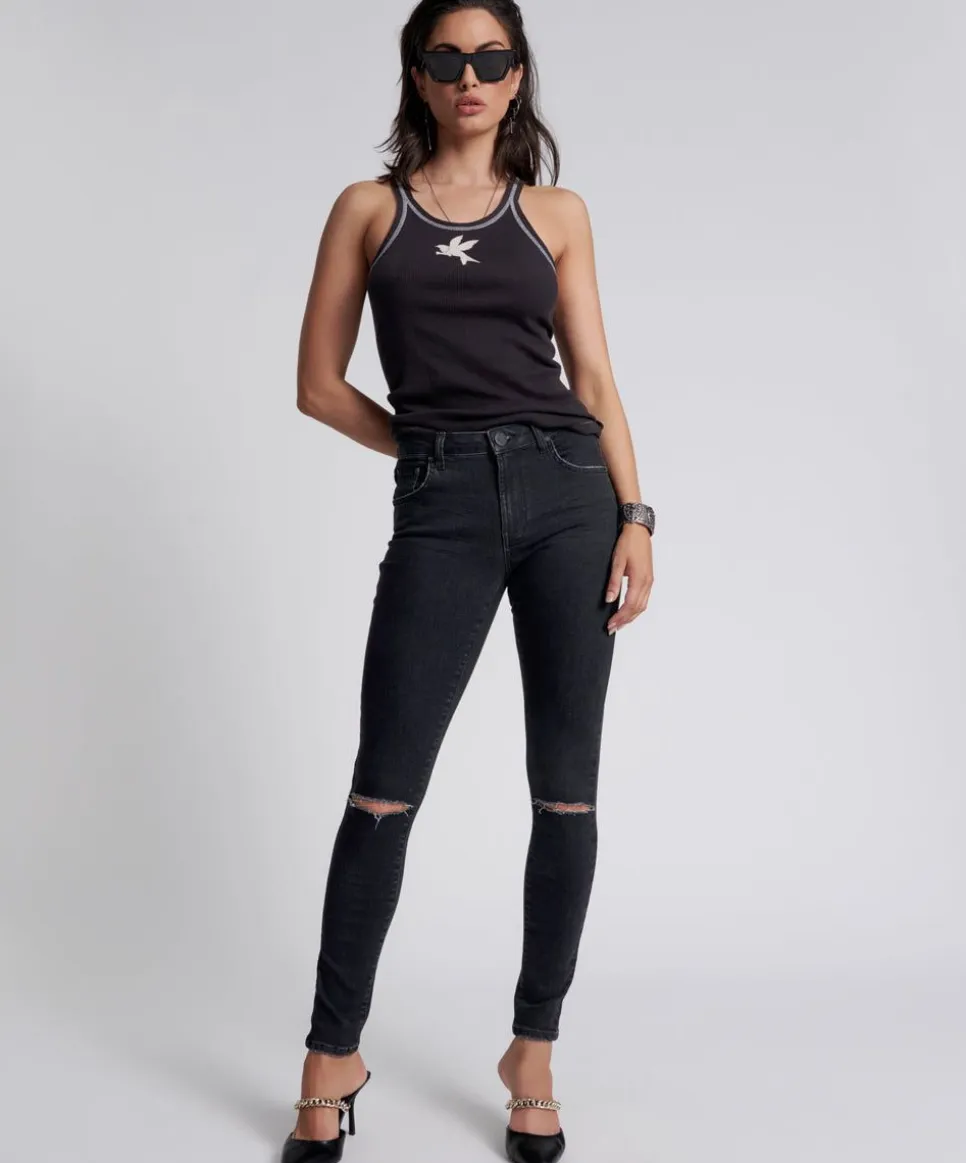 Denim Jeans|ONE TEASPOON Black Stretch Freebirds Ii High Waist Skinny Jeans