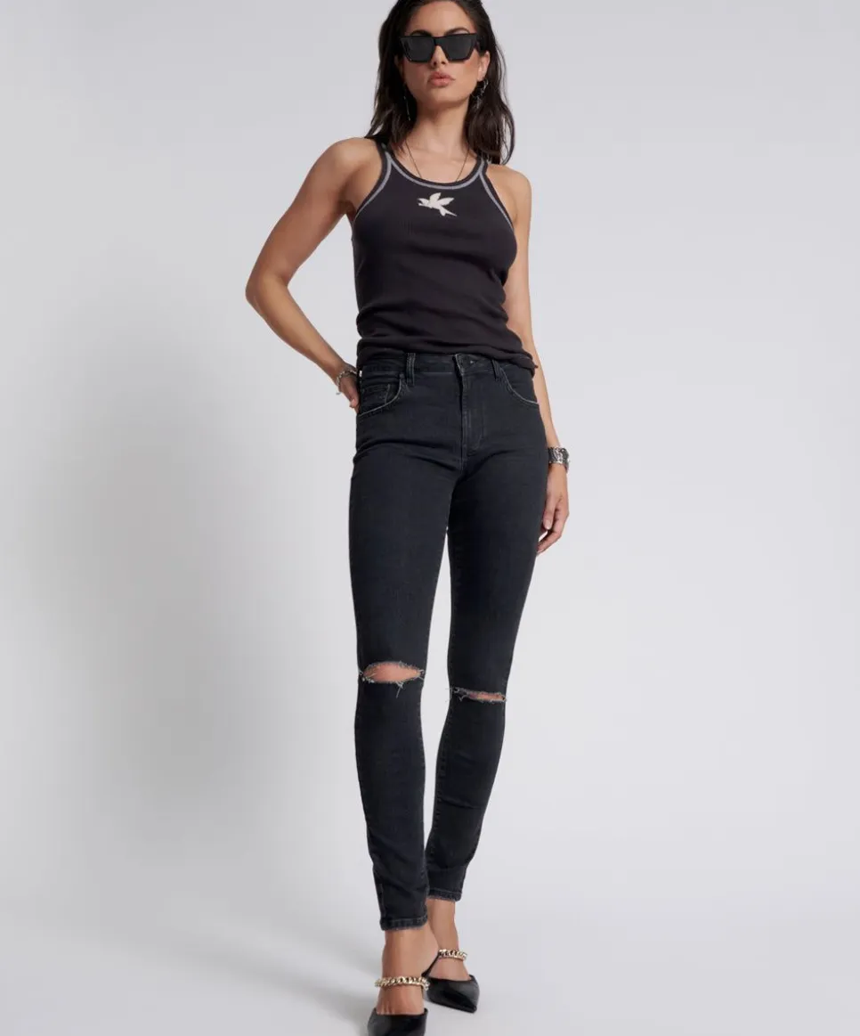 Denim Jeans|ONE TEASPOON Black Stretch Freebirds Ii High Waist Skinny Jeans
