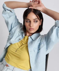 Graphic Tees|ONE TEASPOON Blazing Yellow Logo Fitted Tee