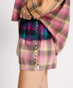 Bottoms|ONE TEASPOON Bleached Flannel Studded Boxer Shorts