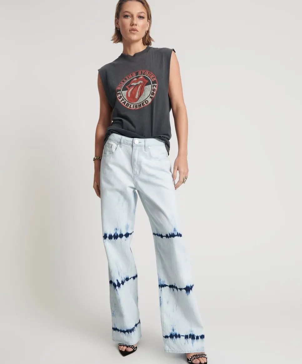 Denim Jeans|ONE TEASPOON Bleached Out Jackson Mid Waist Wide Leg Jeans