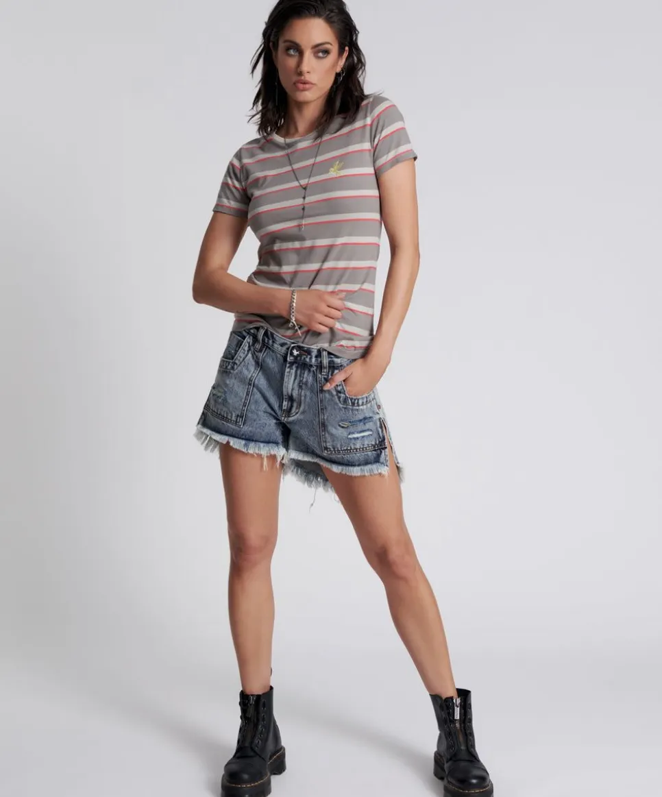 Denim Shorts|ONE TEASPOON Blue Blossom Marlon Low Waist Boyfriend Shorts