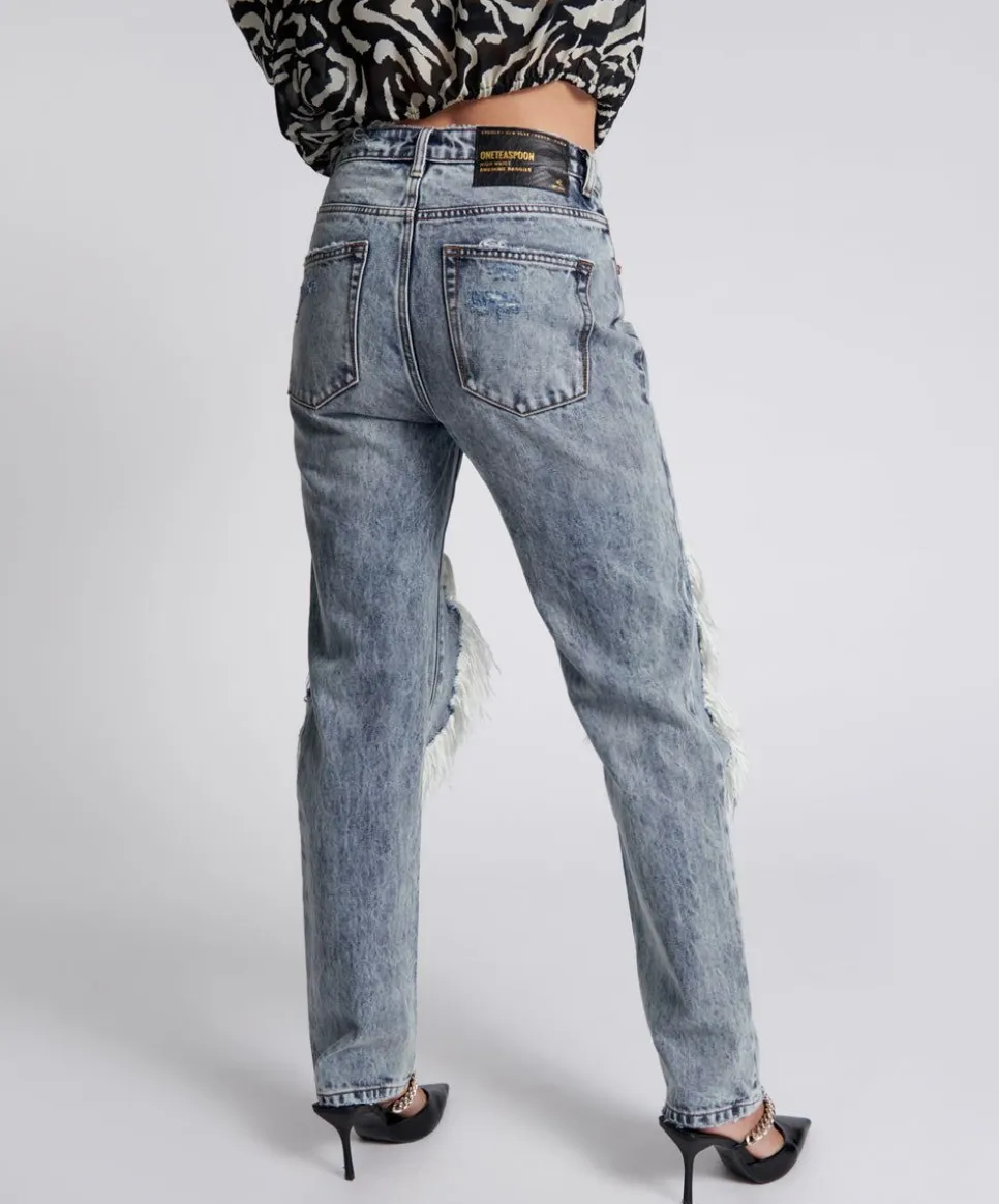 Denim Jeans|ONE TEASPOON Blue Blossom Super Messed Up High Waist Awesome Baggies Jeans