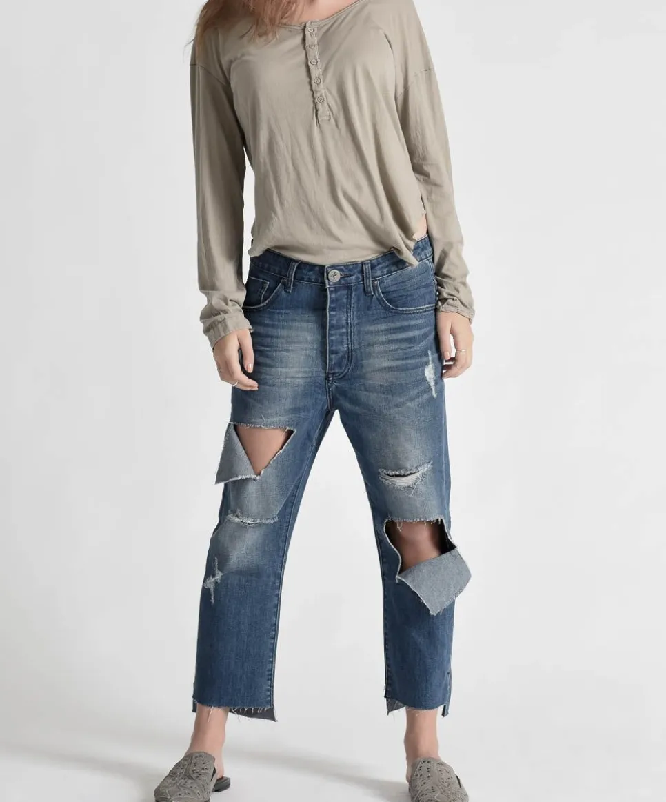 Denim Jeans|ONE TEASPOON Blue Cult Hooligans Low Waist Relaxed Straight Leg Jeans