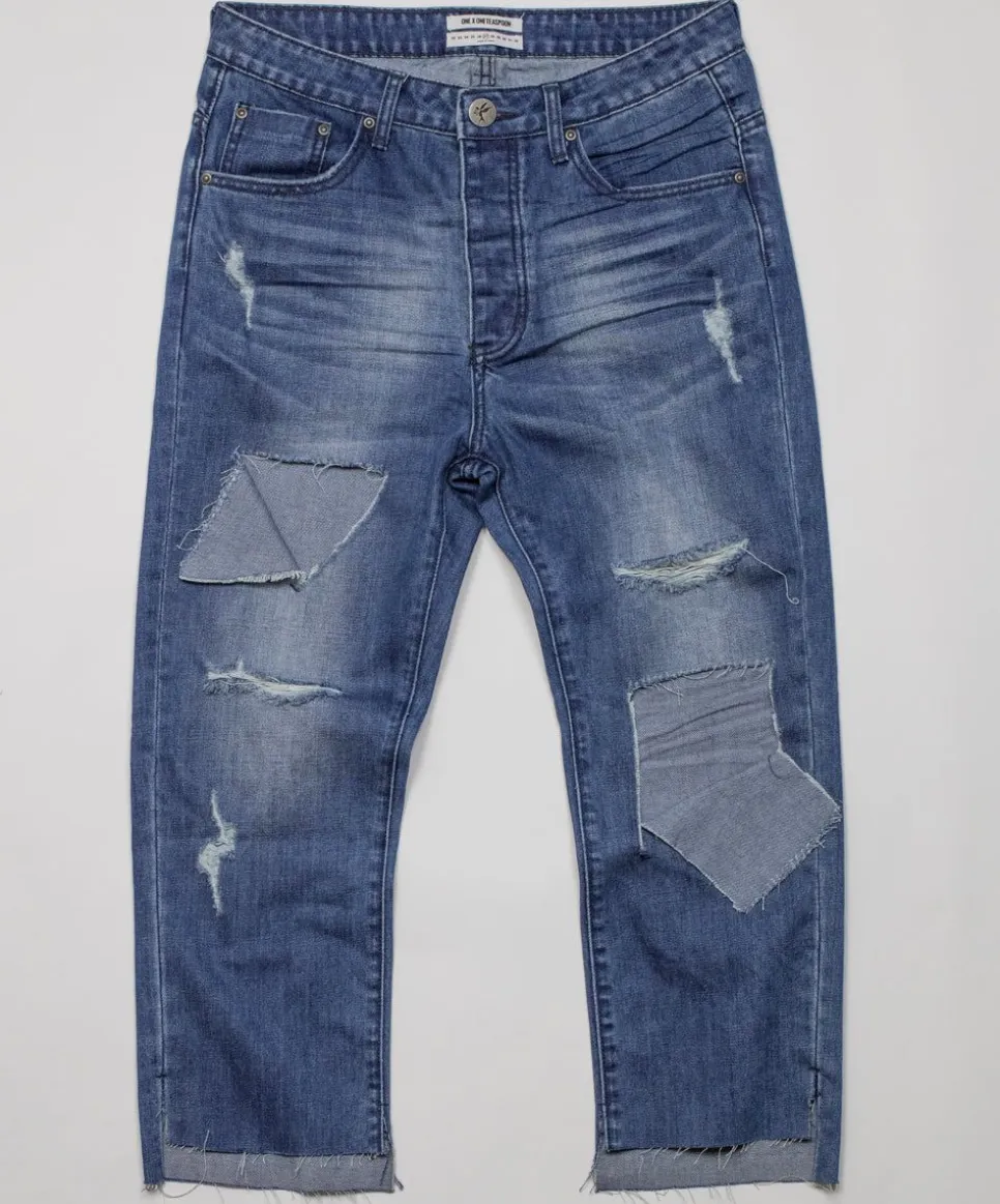 Denim Jeans|ONE TEASPOON Blue Cult Hooligans Low Waist Relaxed Straight Leg Jeans