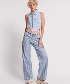 Denim Jeans|ONE TEASPOON Blue Galaxy Jackson Mid Waist Wide Leg Jeans