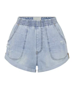 Denim Shorts|ONE TEASPOON Blue Latte Hunters Mid Length Relaxed Shorts