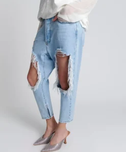Denim Jeans|ONE TEASPOON Blue Latte Kingpins Cropped Boyfriend Jeans