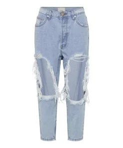 Denim Jeans|ONE TEASPOON Blue Latte Kingpins Cropped Boyfriend Jeans