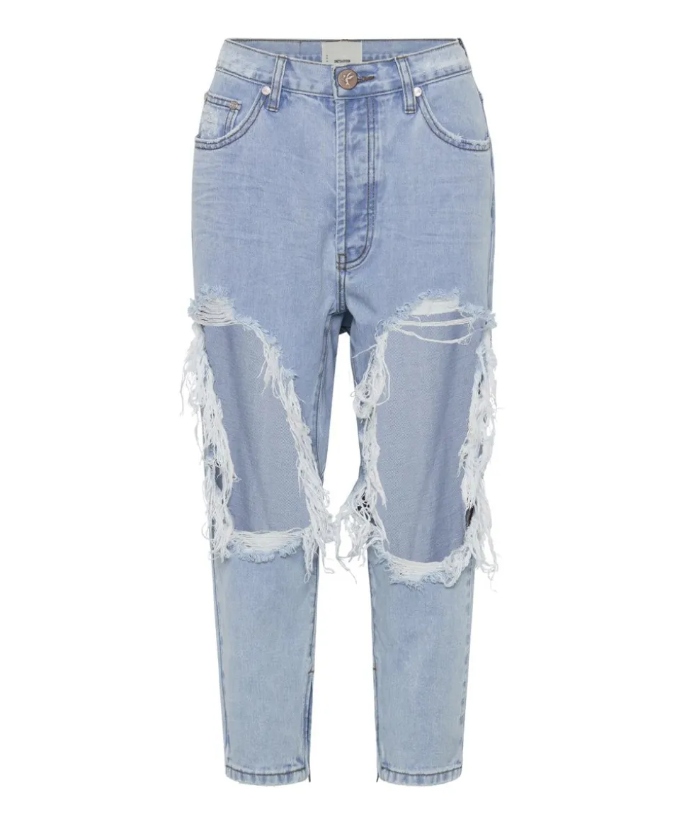 Denim Jeans|ONE TEASPOON Blue Latte Kingpins Cropped Boyfriend Jeans