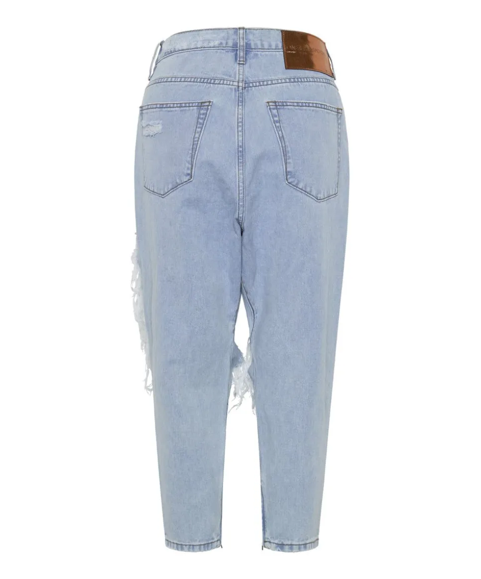Denim Jeans|ONE TEASPOON Blue Latte Kingpins Cropped Boyfriend Jeans