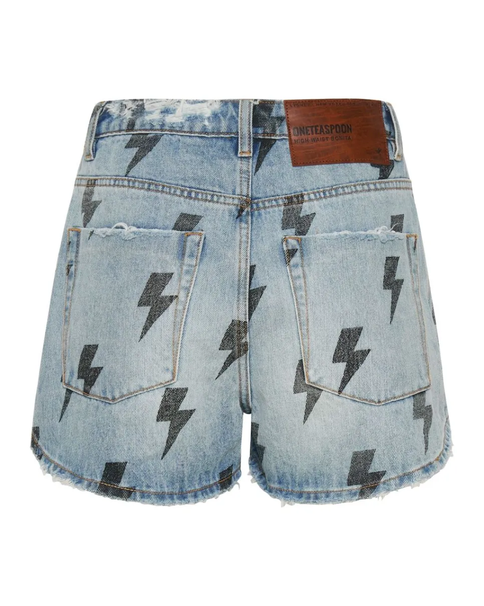 Denim Shorts|ONE TEASPOON Blue Lightning Bonita High Waist Denim Shorts