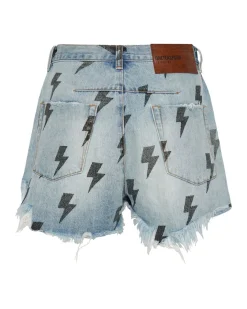 Denim Shorts|ONE TEASPOON Blue Lightning Le Wolves Mid Length Denim Shorts