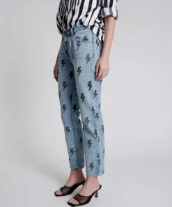 Denim Jeans|ONE TEASPOON Blue Lightning Trucker Low Waist Straight Leg Jeans