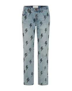 Denim Jeans|ONE TEASPOON Blue Lightning Trucker Low Waist Straight Leg Jeans