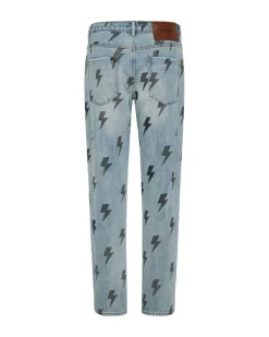 Denim Jeans|ONE TEASPOON Blue Lightning Trucker Low Waist Straight Leg Jeans