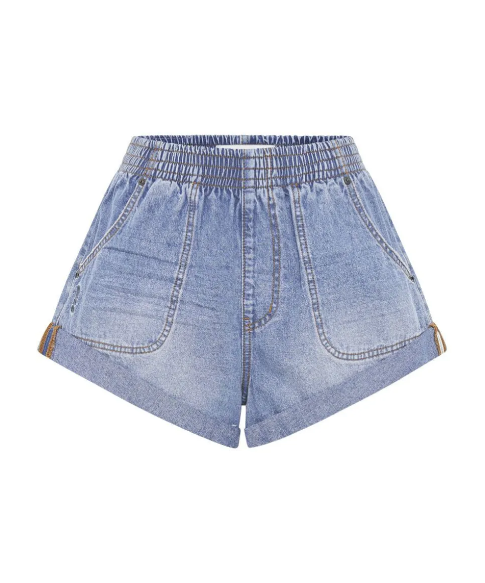 Denim Shorts|ONE TEASPOON Blue Lilac Hunters Mid Length Relaxed Shorts