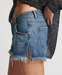Denim Shorts|ONE TEASPOON Blue Love Marlons Low Waist Boyfriend Shorts