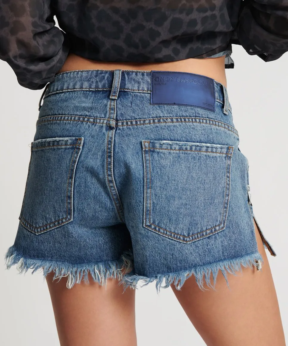 Denim Shorts|ONE TEASPOON Blue Love Marlons Low Waist Boyfriend Shorts