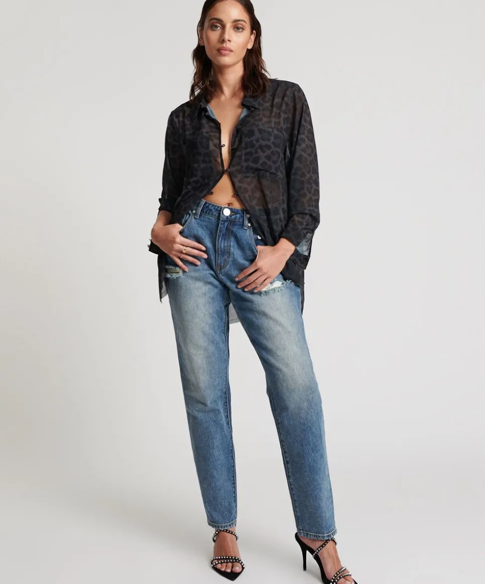 Denim Jeans|ONE TEASPOON Blue Love 1982S Mid Waist Balloon Jeans