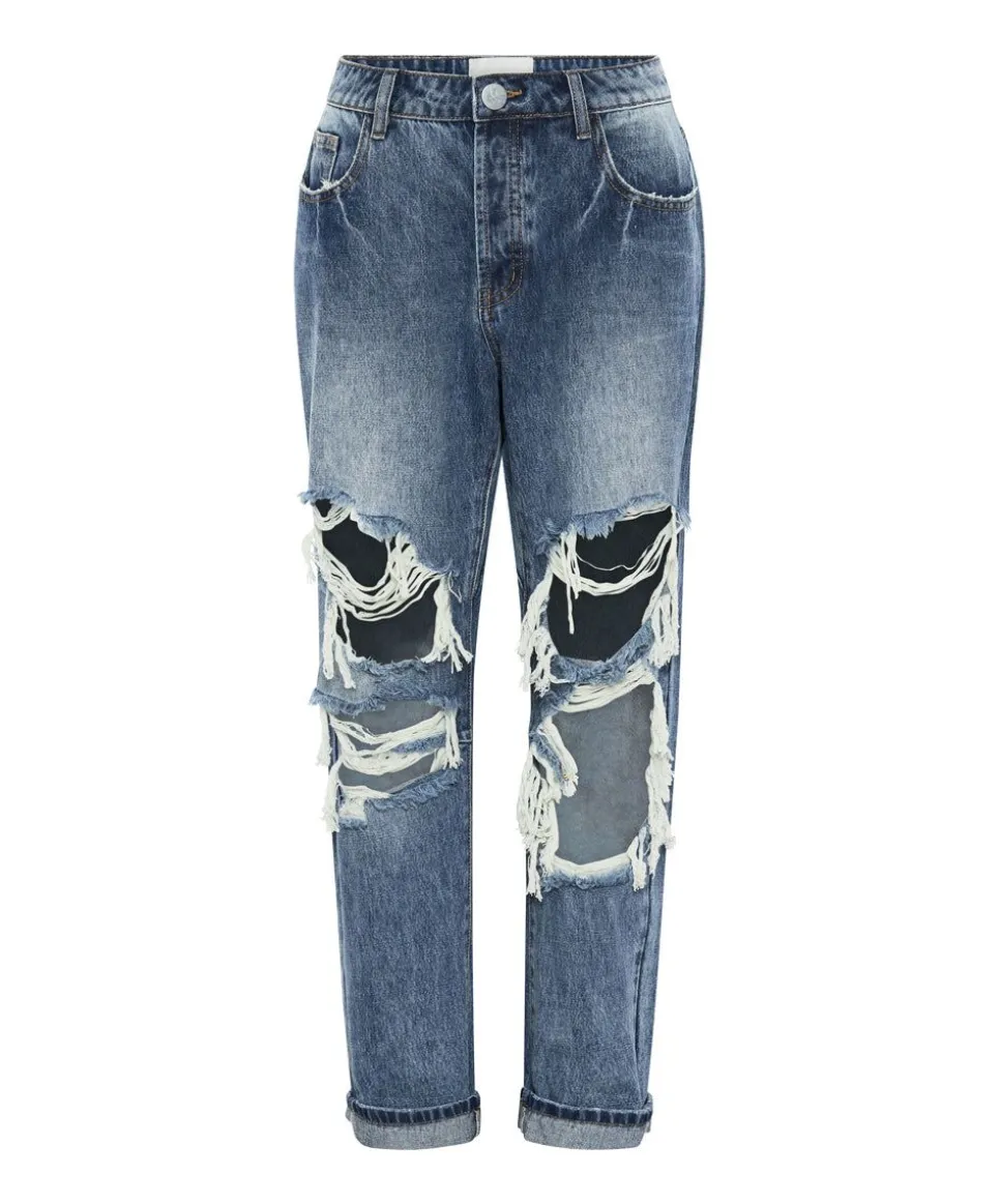 Denim Jeans|ONE TEASPOON Blue Love Saints Boyfriend Jeans