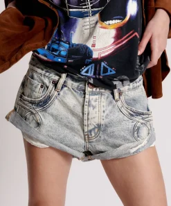 Denim Shorts|ONE TEASPOON Blue Malt Le Loop Bandits Low Waist Denim Shorts