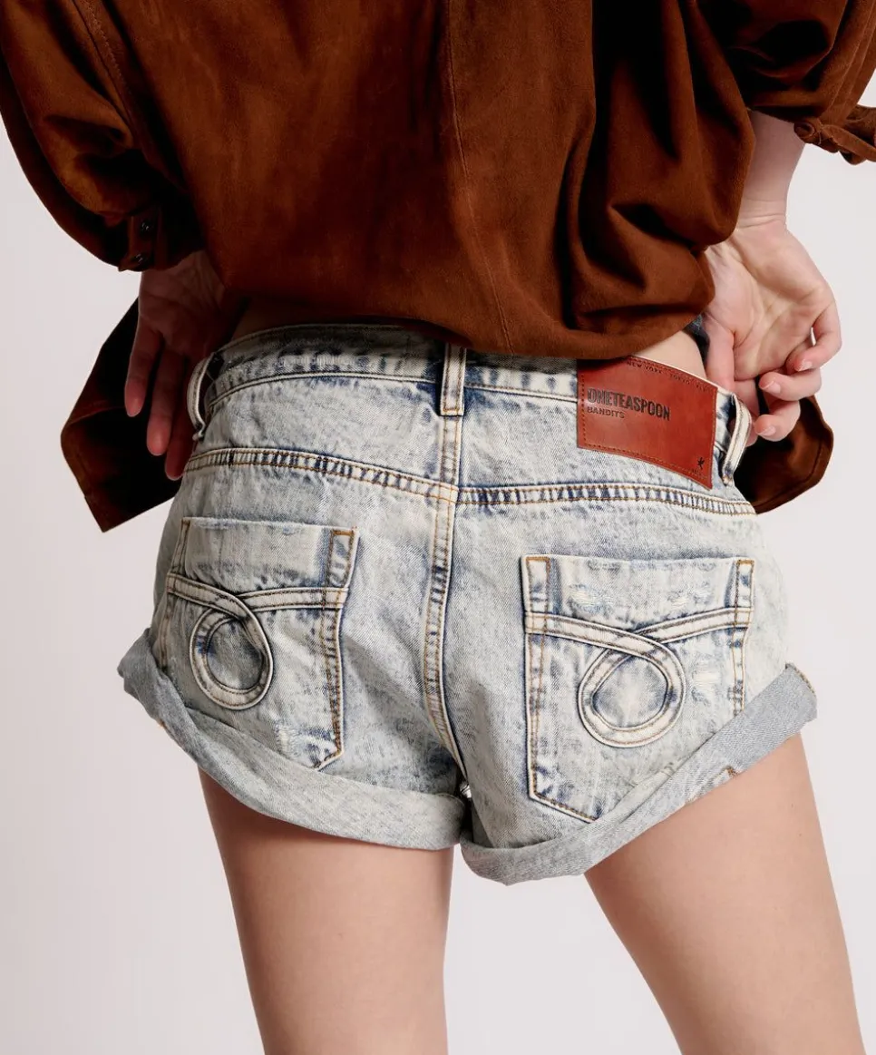 Denim Shorts|ONE TEASPOON Blue Malt Le Loop Bandits Low Waist Denim Shorts