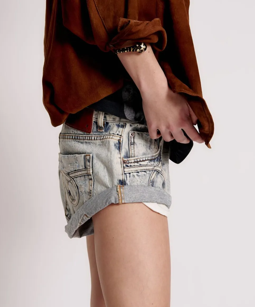 Denim Shorts|ONE TEASPOON Blue Malt Le Loop Bandits Low Waist Denim Shorts