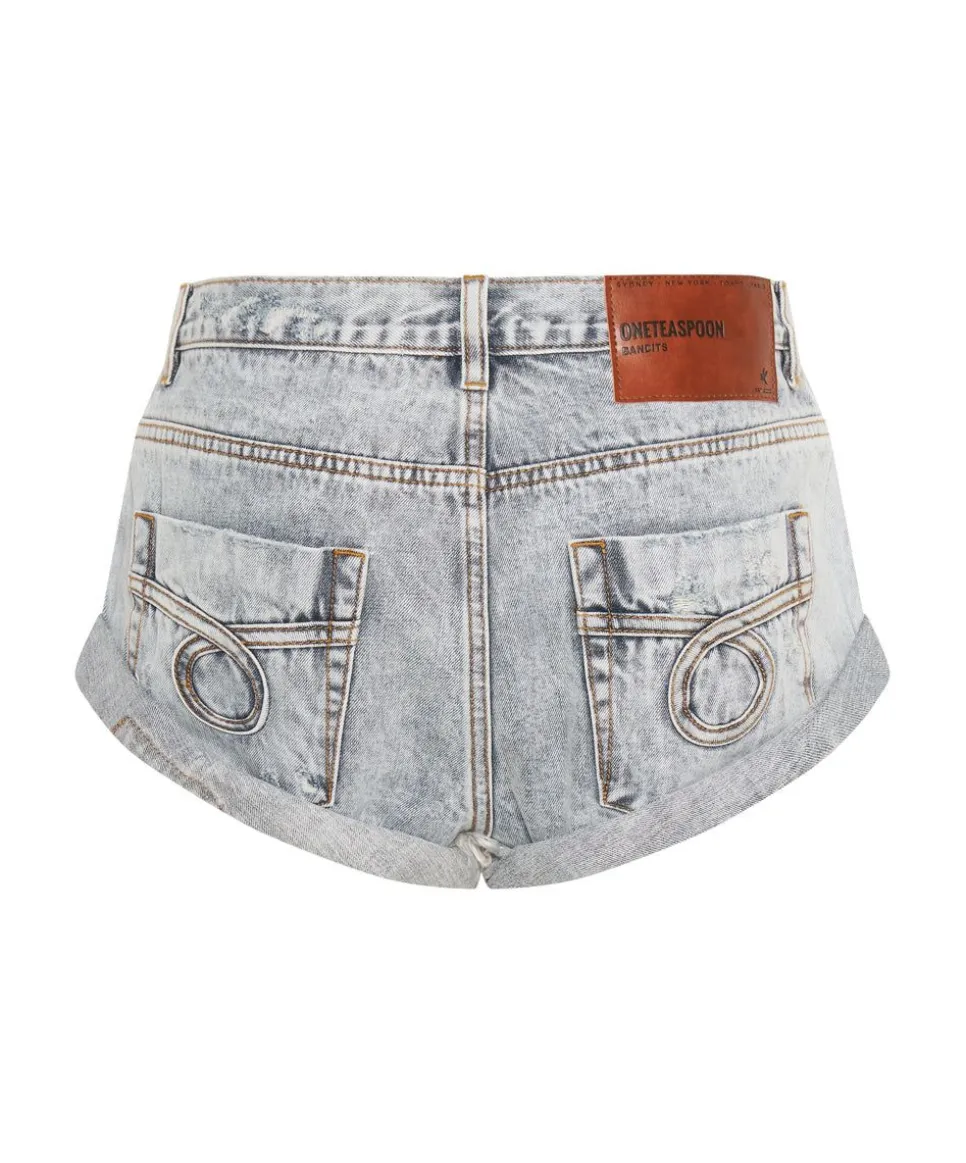 Denim Shorts|ONE TEASPOON Blue Malt Le Loop Bandits Low Waist Denim Shorts