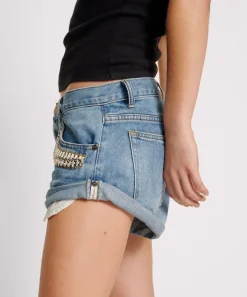 Denim Shorts|ONE TEASPOON Blue Rapture Chained Bandits Low Waist Denim Shorts