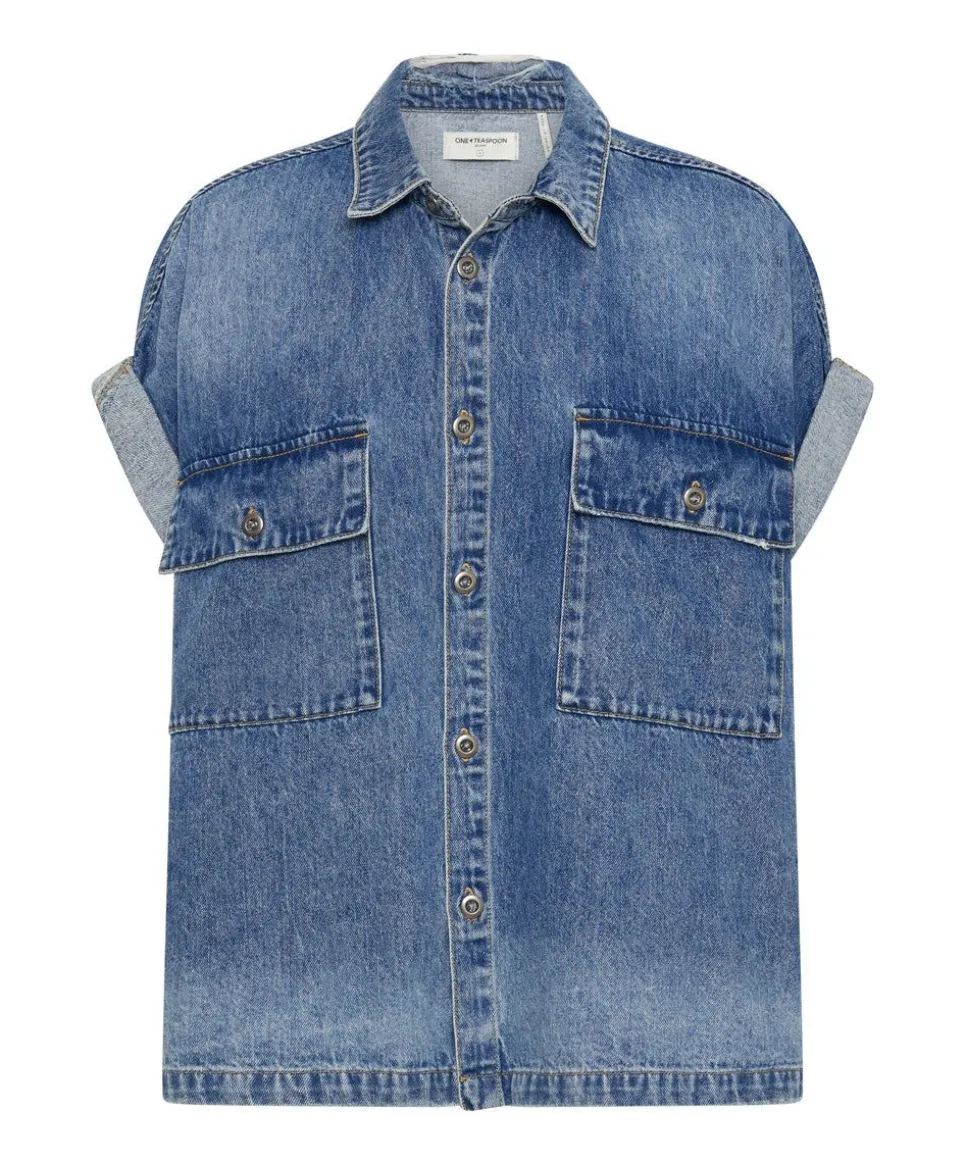 Shirts|ONE TEASPOON Blue Rapture Cut Off Denim Shirt