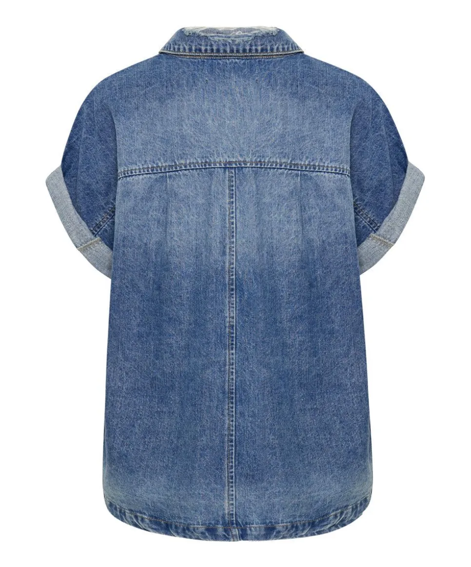 Shirts|ONE TEASPOON Blue Rapture Cut Off Denim Shirt