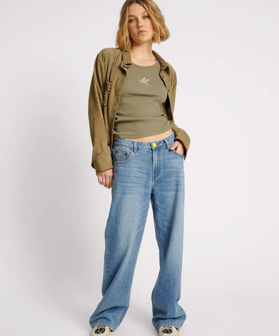 Denim Jeans|ONE TEASPOON Blue Rapture Jackson Mid Waist Wide Leg Denim Jeans