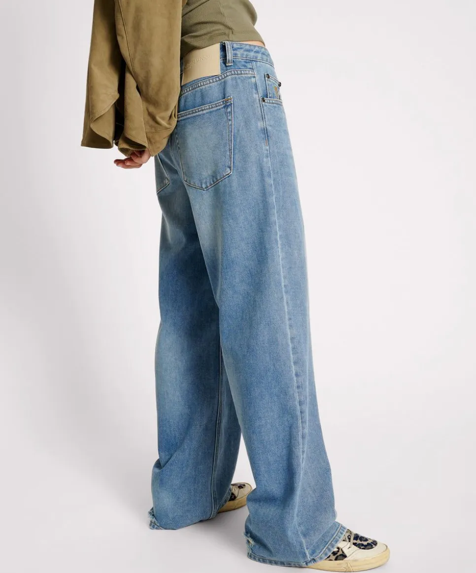 Denim Jeans|ONE TEASPOON Blue Rapture Jackson Mid Waist Wide Leg Denim Jeans