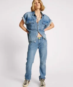 Denim Jeans|ONE TEASPOON Blue Rapture Truckers Low Waist Straight Leg Denim Jeans