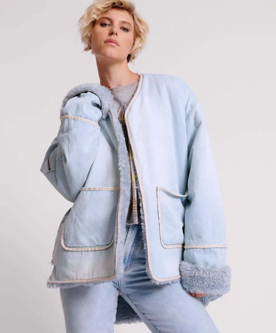 Jackets|ONE TEASPOON Blue Space Teddy Throwover Denim Jacket