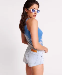 Tees & Tanks|ONE TEASPOON Blue X-Ray Rib Singlet