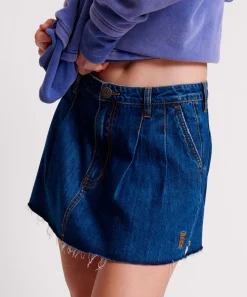 Denim Skirts|ONE TEASPOON Bluemoon Pleated Micro Mini Denim Skirt