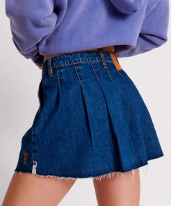 Denim Skirts|ONE TEASPOON Bluemoon Pleated Micro Mini Denim Skirt