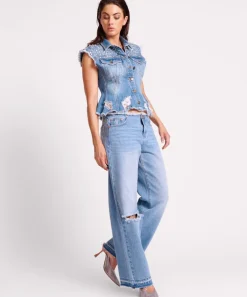 Denim Jeans|ONE TEASPOON Bolt Blue Lowriders Low Waist Wide Leg Jeans