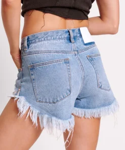 Denim Shorts|ONE TEASPOON Bolt Blue Outlaws Mid Waist Denim Shorts