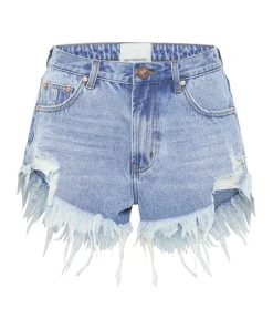 Denim Shorts|ONE TEASPOON Bolt Blue Outlaws Mid Waist Denim Shorts