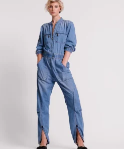 Denim Jumpsuits|ONE TEASPOON Chambray Romance Zipped Up Jumpsuit