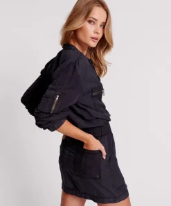 Mini Dresses|ONE TEASPOON Charcoal Flying High Zipped Tencel Mini Dress