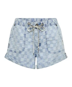 Denim Shorts|ONE TEASPOON Checkmate Shabby Bandit Drawstring Boyfriend Shorts