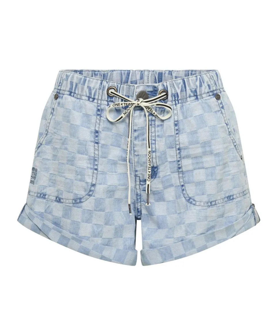 Denim Shorts|ONE TEASPOON Checkmate Shabby Bandit Drawstring Boyfriend Shorts