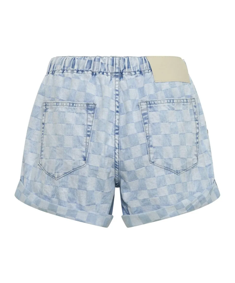 Denim Shorts|ONE TEASPOON Checkmate Shabby Bandit Drawstring Boyfriend Shorts
