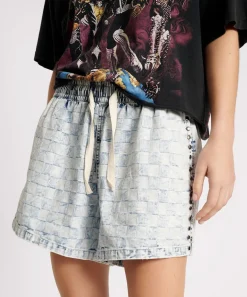 Denim Shorts|ONE TEASPOON Checkmate Studded Denim Boxer Shorts