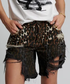 Denim Shorts|ONE TEASPOON Cheetahhh Frankies Long Length Denim Shorts